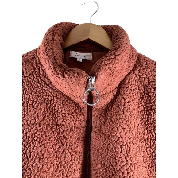 LOUNA Rust Sherpa Puffer Teddy Bear Jacket Size Large - Picture 5 of 8